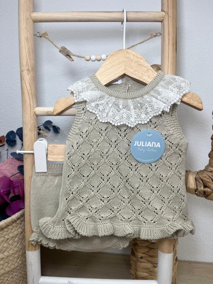 CONJUNTO 2.P BRAGA PUNTO ROMBOS CALADOS BEIG / JULIANA