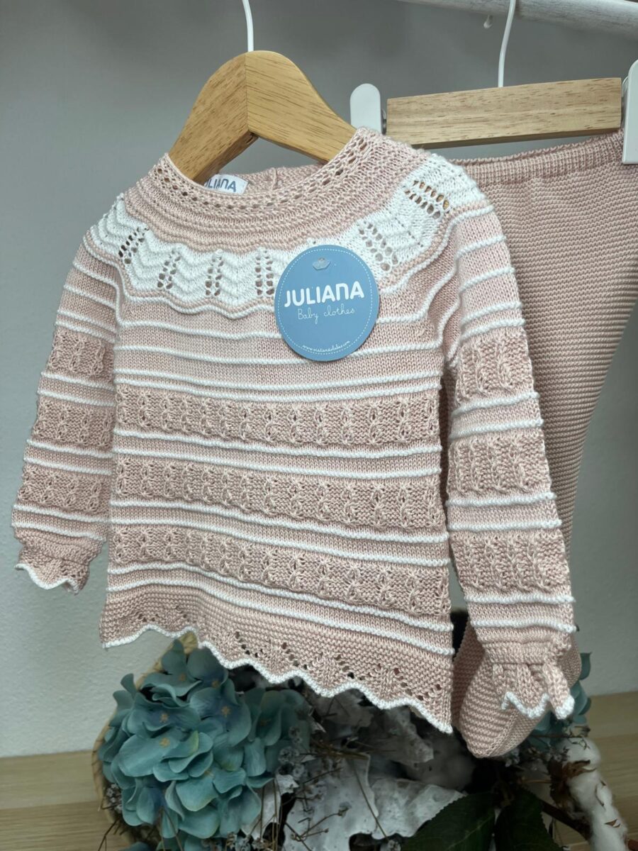 CONJUNTO 2.P CANESU CALADO ROSA PALO/BLANCO / JULIANA