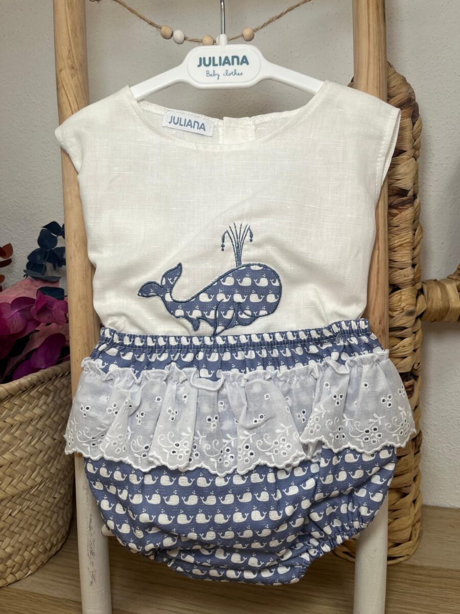 CONJUNTO CAMISA LINO Y BRAGUITA BALLENAS  / JULIANA